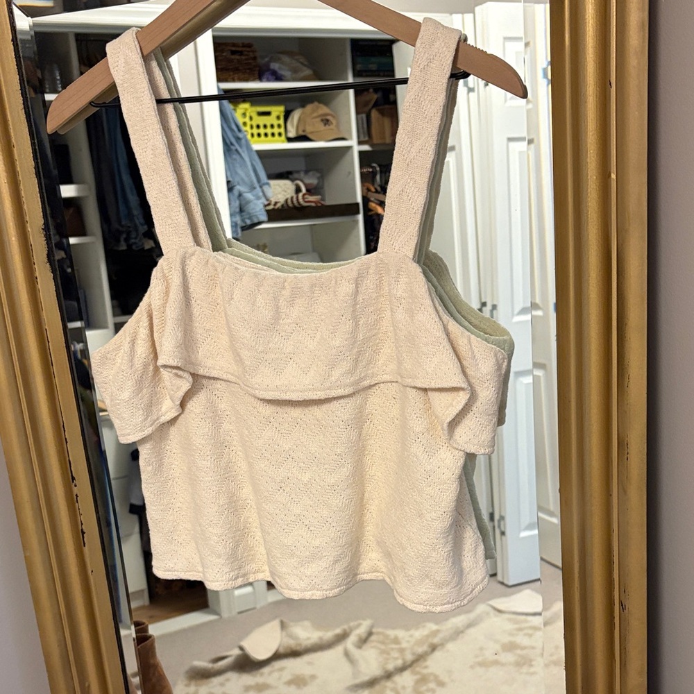 Madewell Cream Ruffle Tank Top